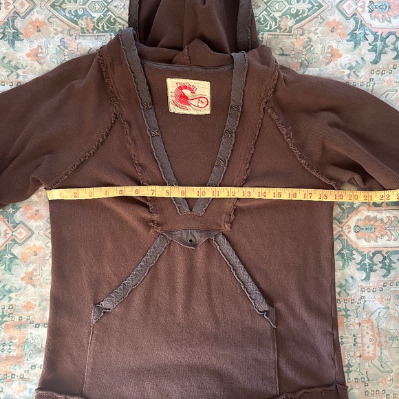 Free People Brown Thermal Half-Sleeve Hoodie, L - Picture 10 of 10